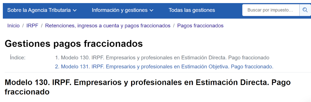 Pantalla de la sede electrónica de la Agencia Tributaria donde se accede a los formularios de los modelos 111 y 115.