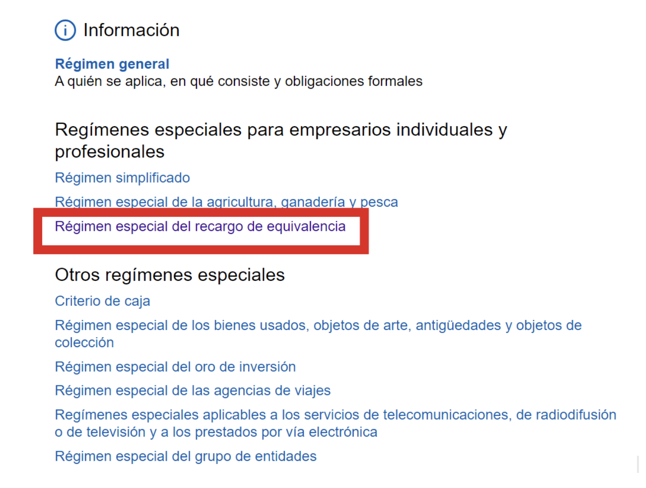 Pantalla de la agencia tributaria donde se señala la sección de