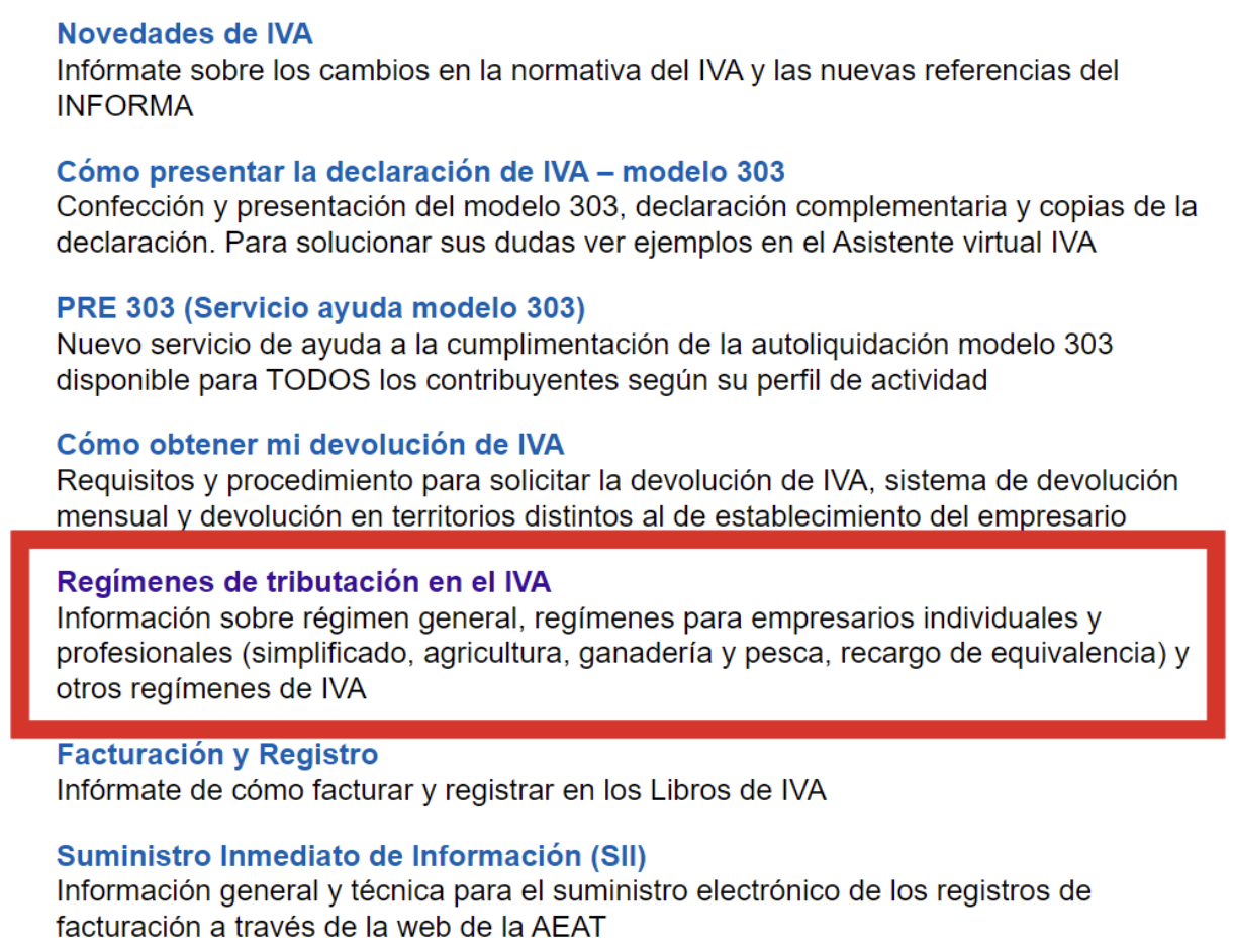 Pantalla de la Agencia Tributaria donde se señala la sección de