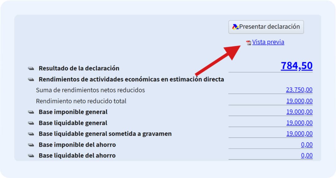 En Vista previa, puedes descargar el modelo 100 cuando termines de rellenarlo.