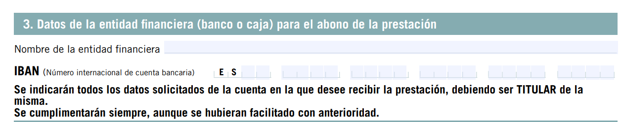 Rellena tus datos bancarios