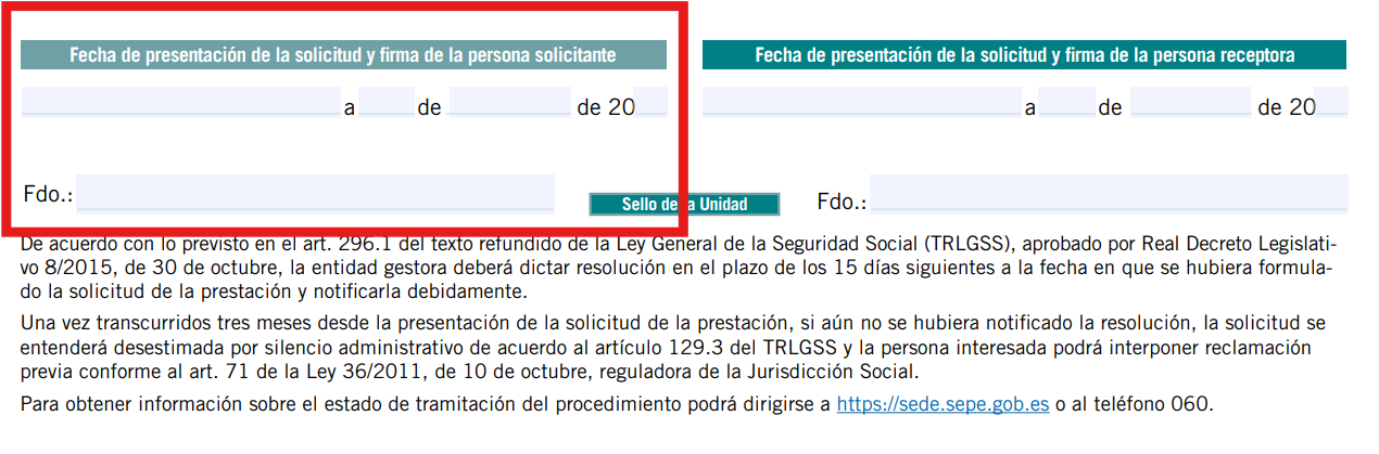 Firma la solicitud de pago único