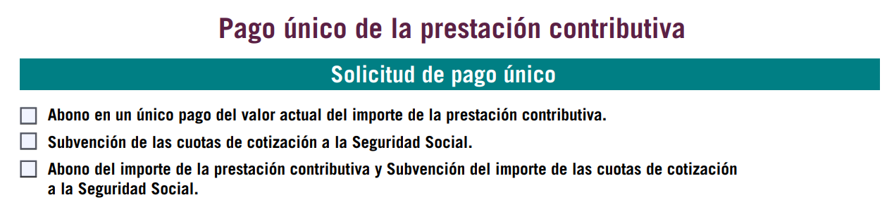 Indica la modalidad de pago único que deseas