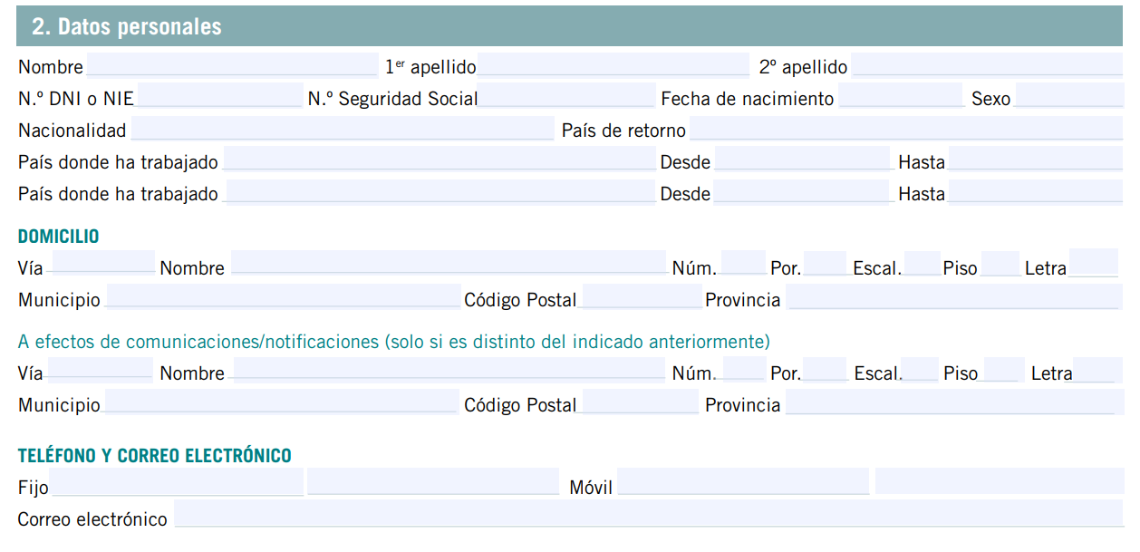 Rellena tus datos personales