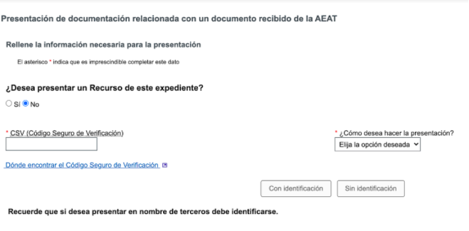 Una captura de pantalla sobre el código seguro de verificación en el requerimiento de la AEAT.
