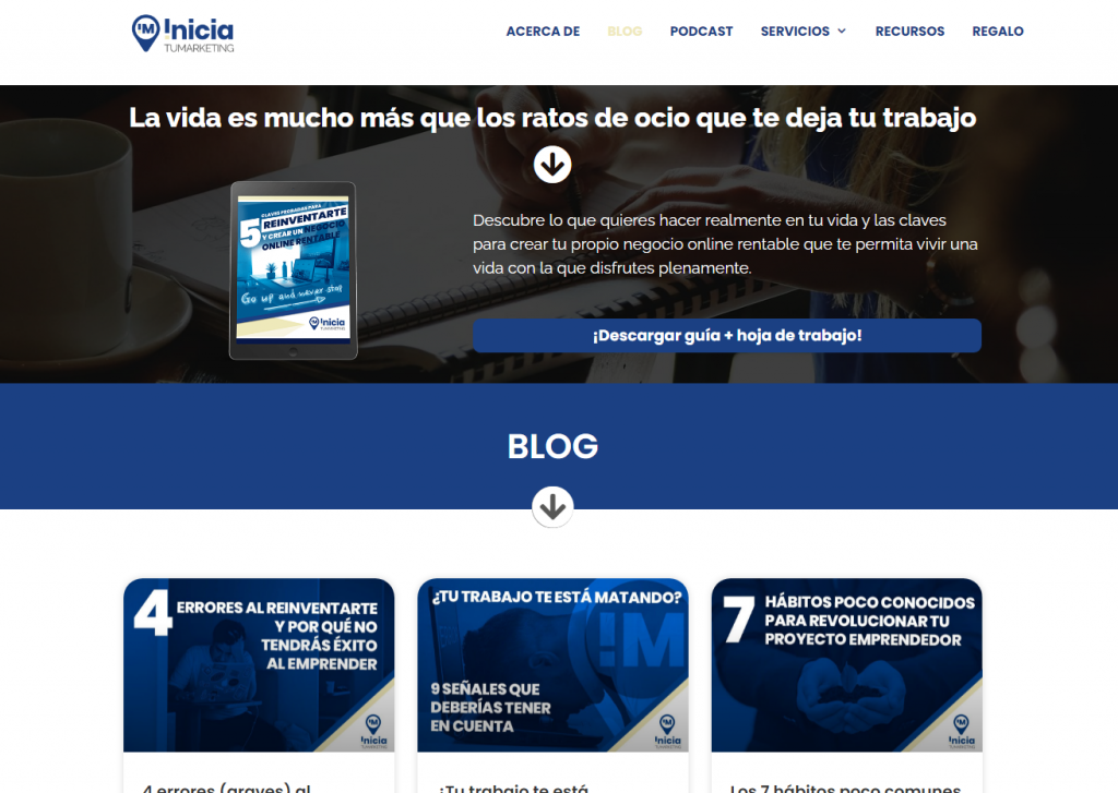 Ejemplo del blog Inicia tu marketing