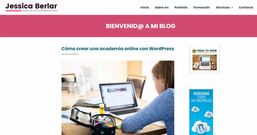 Ejemplo del blog de Jessica Berlar