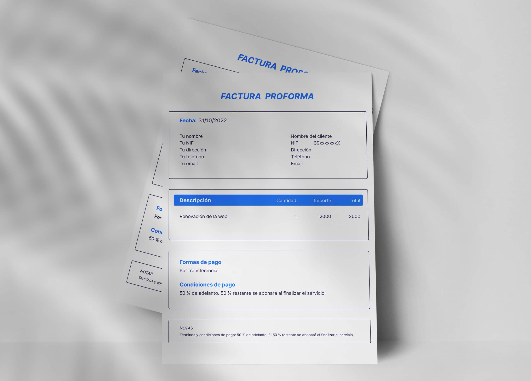 Una factura proforma