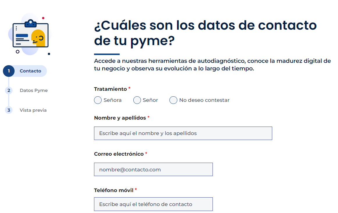 Pantalla de Acelera Pyme donde el autónomo debe registrarse.