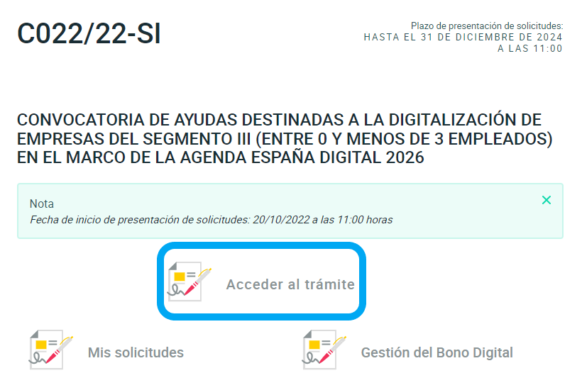 Pantalla de Red.es donde se señala clicar sobre