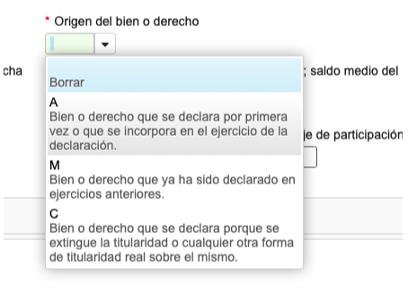Pantalla del modeo 720 donde se puede declarar el estado de la cuenta bancaria en caso la hayas cancelado o cambiado.
