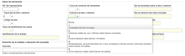 Pantalla del modelo 720 donde se debe indicar el tipo de titularidad