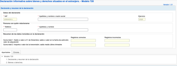 Pantalla del modelo 720