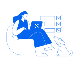 Ilustración de una autónoma revisando en su computador los gastos deducibles para ahorrar en impuestos.