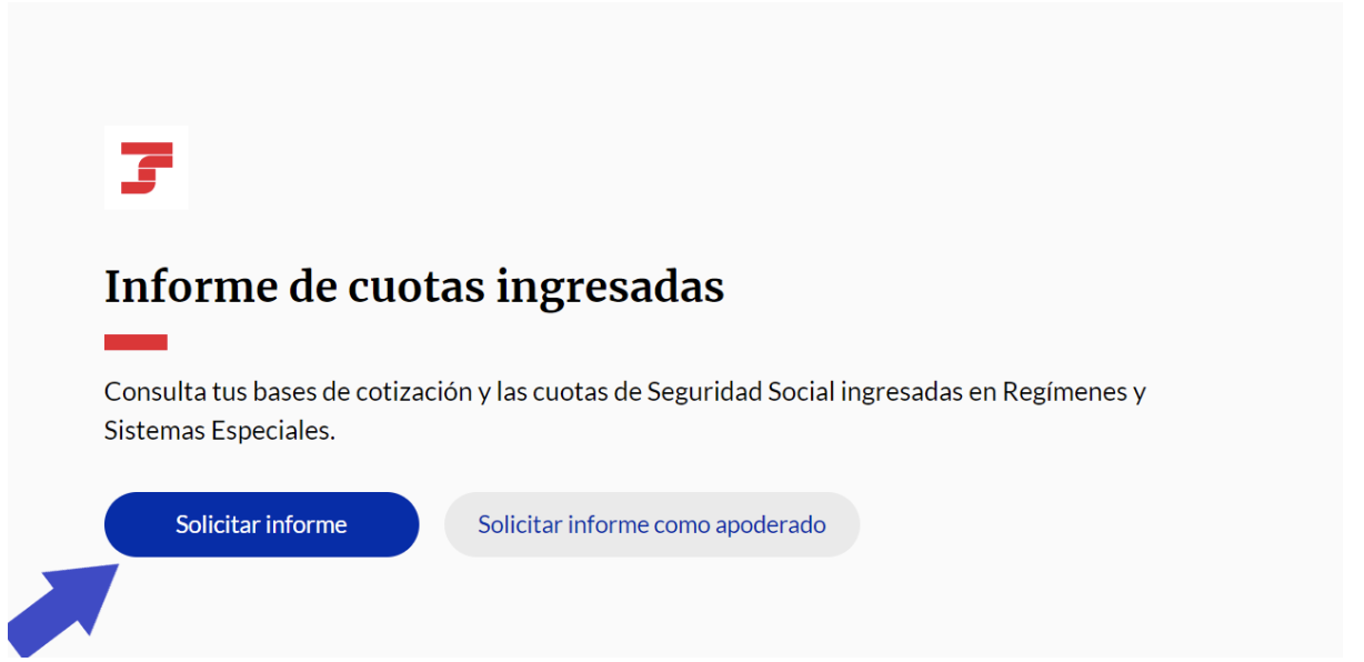 Pantalla de Importass de la Seguridad Social donde el autónomo deberá clicar