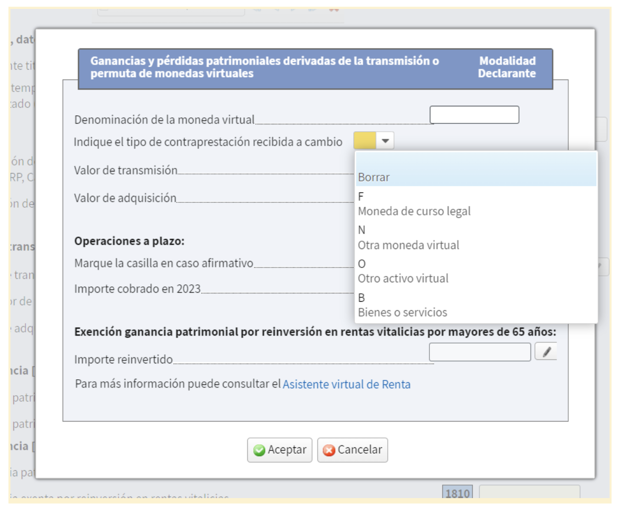 Pantalla que muestra al autónomo la sección de