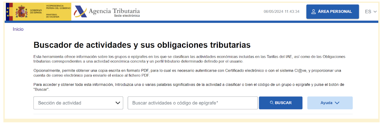 Pantalla de Agencia Tributaria donde se muestra el
