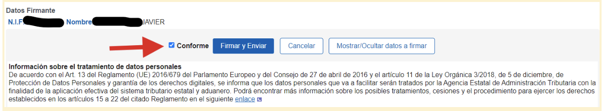 Pantalla de Agencia Tributaria de la sección de
