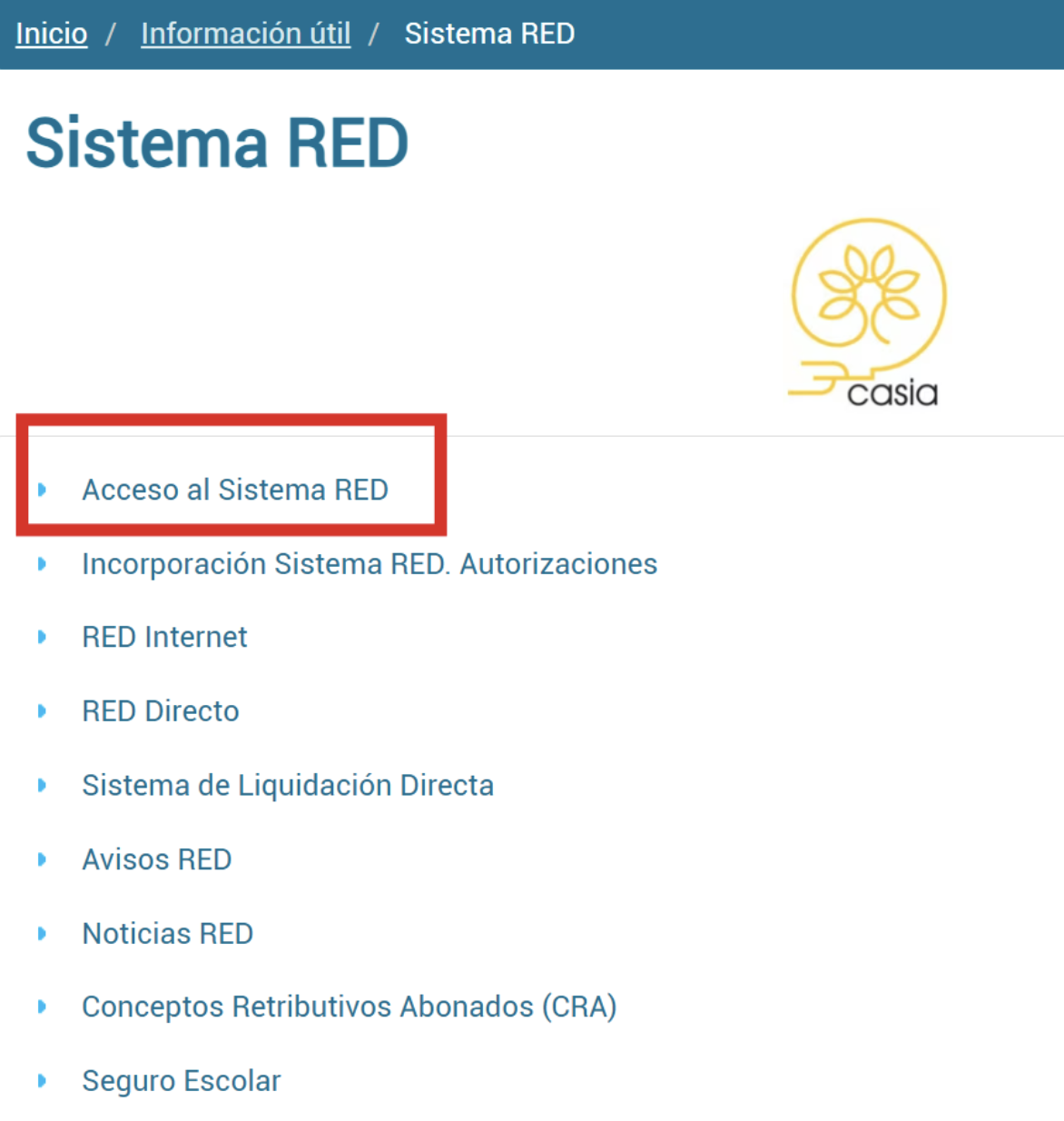 Pantalla de RED donde se señala el botón de