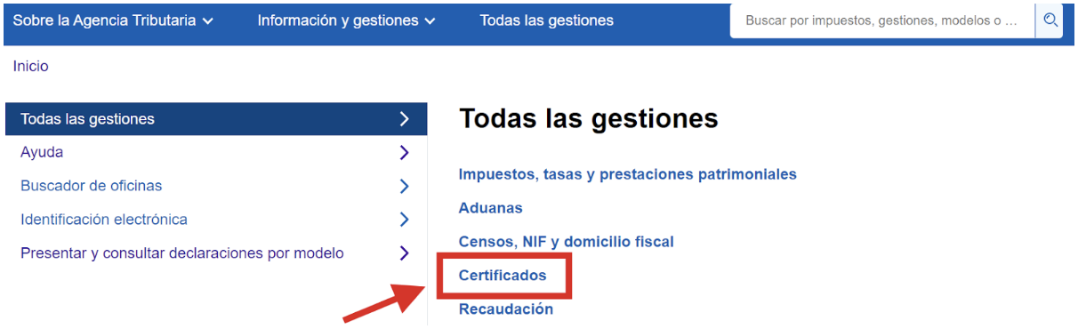 Pantalla de la Agencia Tributaria donde se realiza el segundo paso, clicar