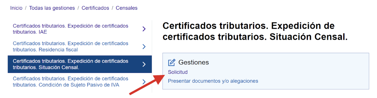 Pantalla de la Agencia Tributaria donde se realiza el quinto paso, clicar