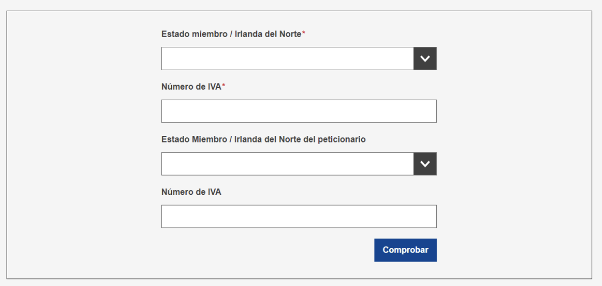 Pantalla de VIES donde puede el autónomo validar su IVA intracomunitario.