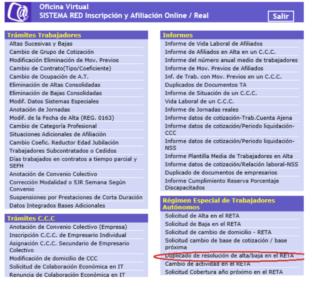 Pantalla del menú del sistema red donde se señala el botón