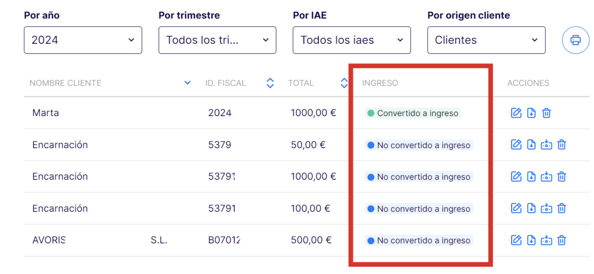 Pantalla del programa facturación electrónica de Declarando