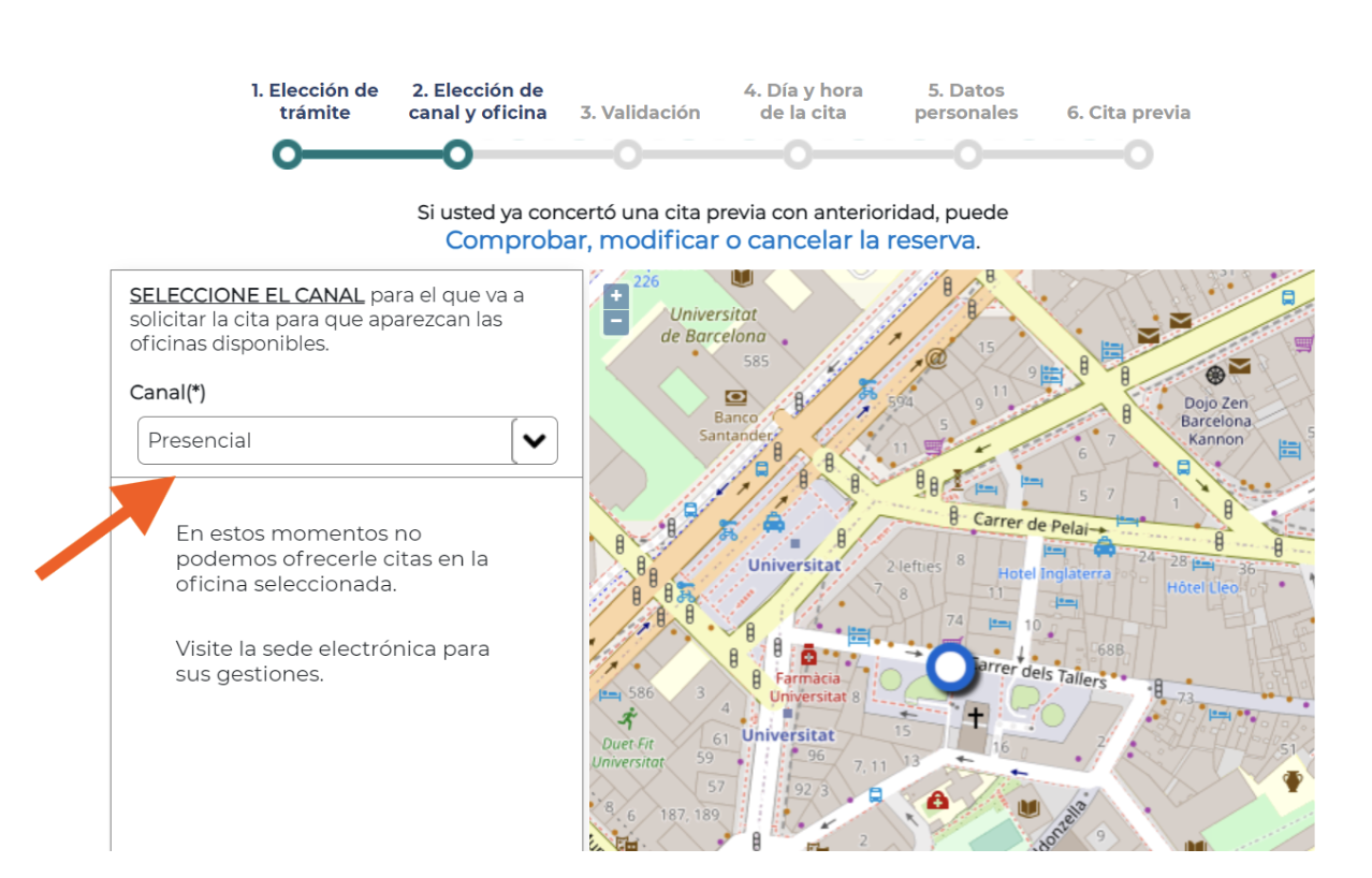 Pantalla donde se debe especificar el canal para continuar con el proceso de compatibilización de paro y autónomo.