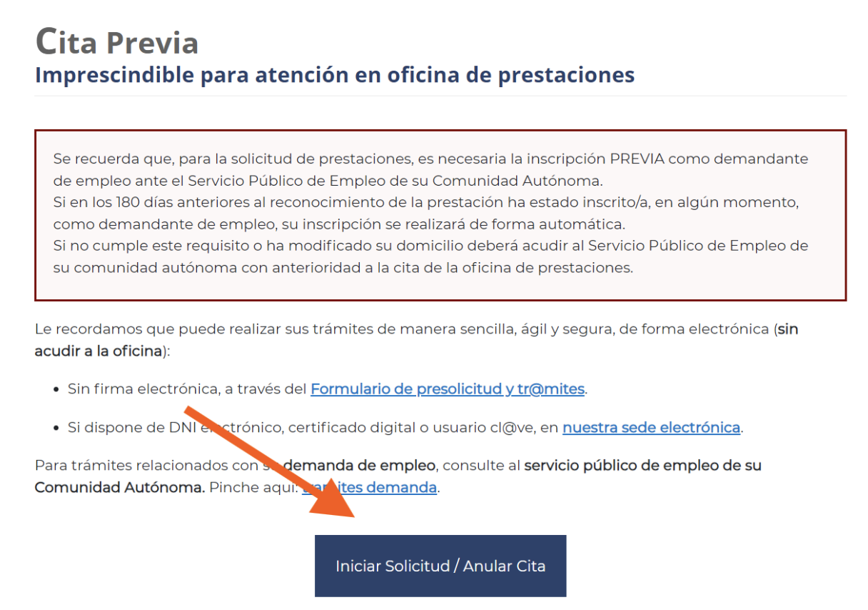 Pantalla de la sede electrónica donde la sección de