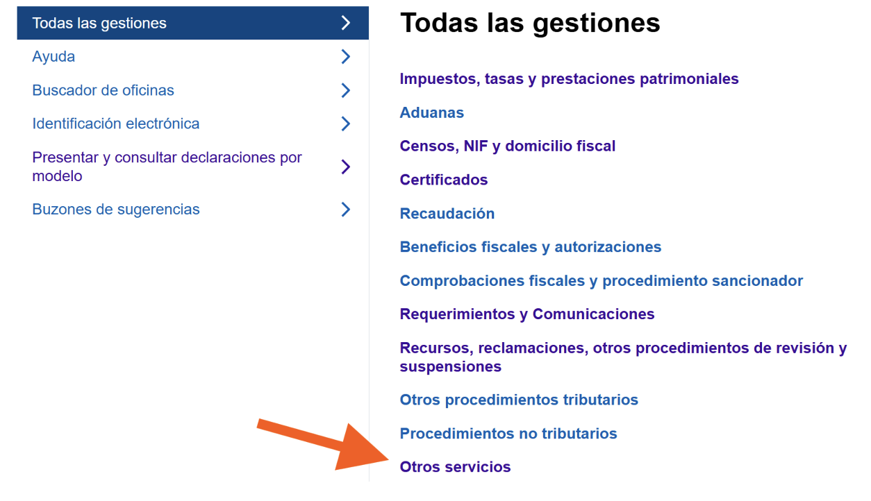 Pantalla de la sección de