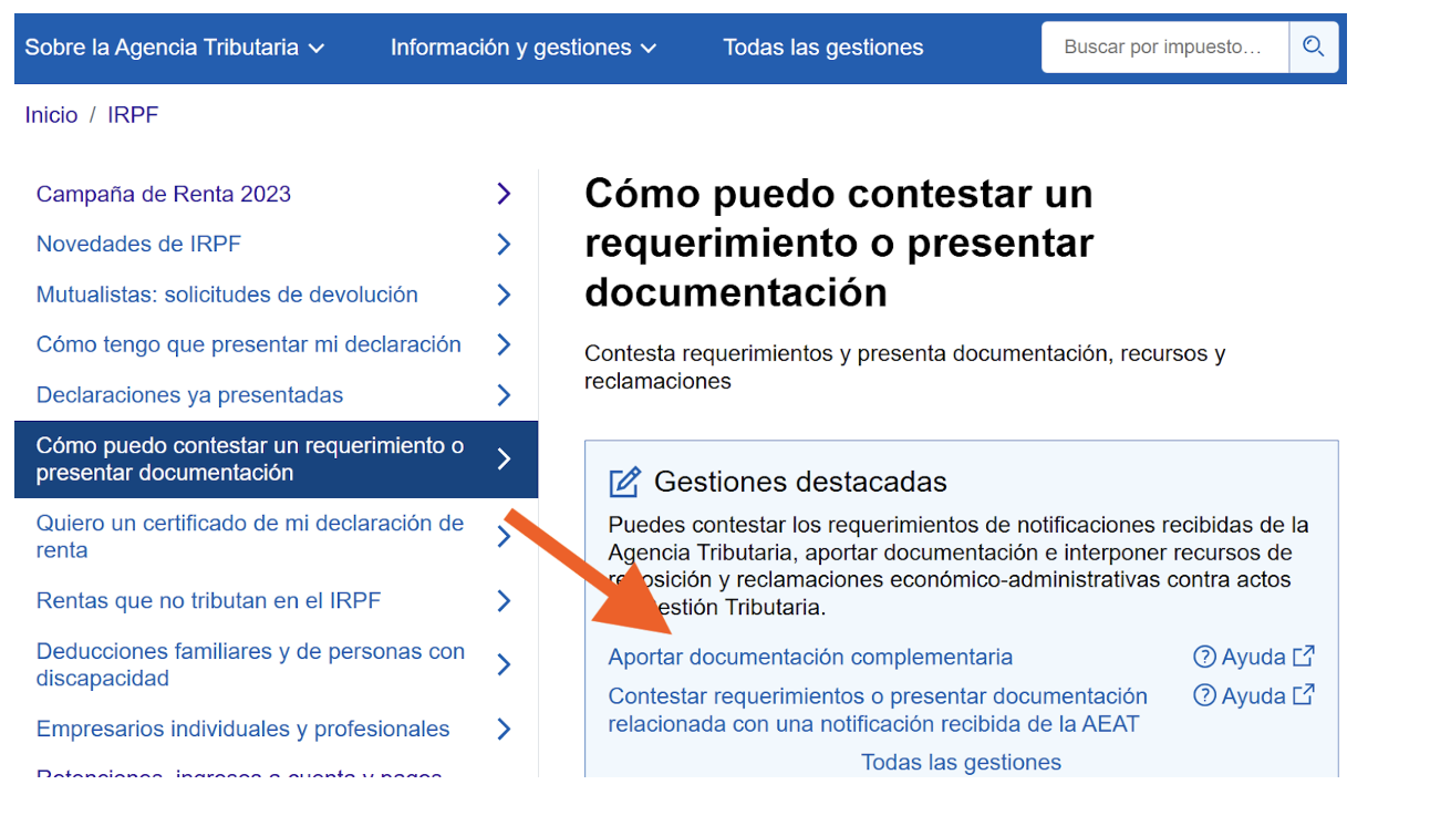 Pantalla de Hacienda de la sección de