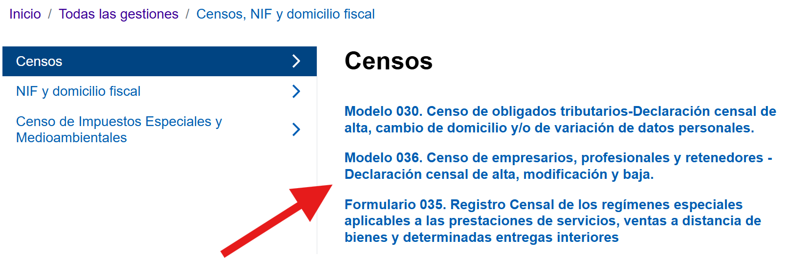 Modelo 036 para el alta de autónomo