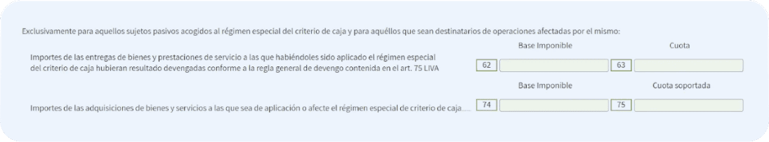 Presentación del modelo 303 - detalle de operaciones en las que se aplica el criterio de caja
