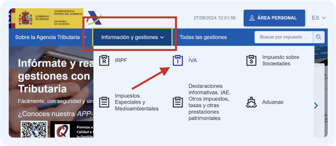 Detalle de la presentación del modelo 303 del IVA - paso 1, todas las gestiones