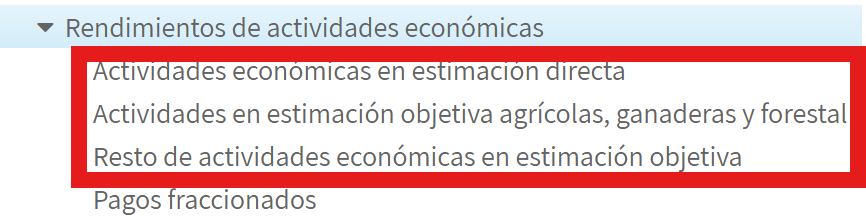 Pantalla de la seguridad social donde se señala las actividades económicas de autónomos para continuar con el proceso de declaración de la renta.