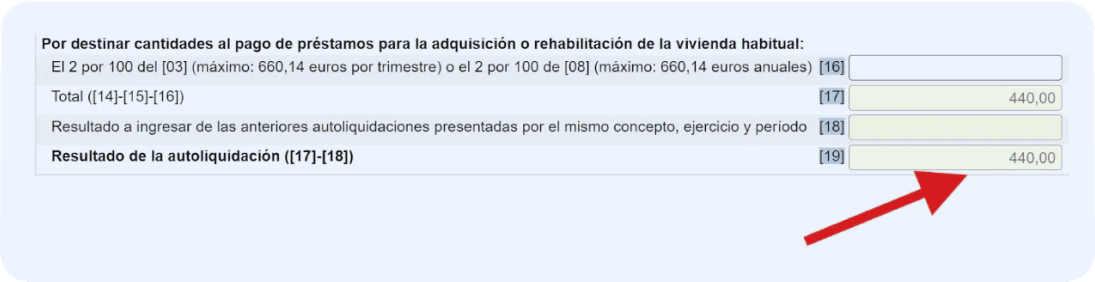 Cómo rellenar el modelo 130, casilla 19: resultado de la autoliquidación