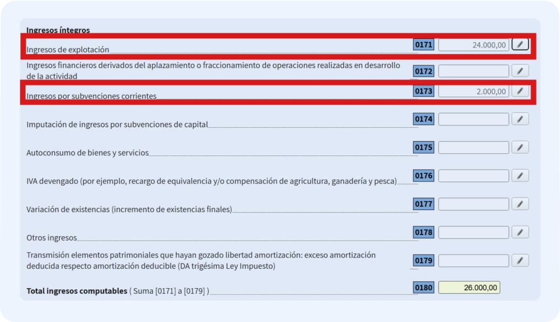 Ejemplo de cómo incluir tus ingresos de autónomo en el modelo 100.