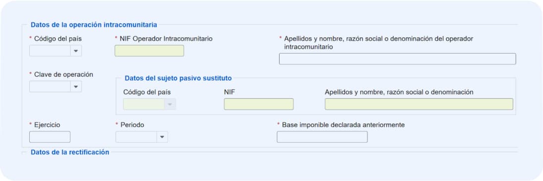 En rectificaciones, rellena los datos del operador intracomunitarios (cliente o proveedor)