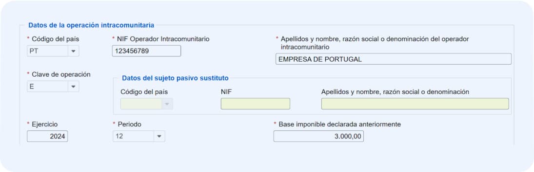 Ejemplo de operación intracomunitaria rectificada en el modelo 349.