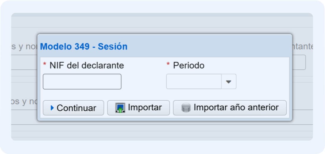 Elige el periodo de declaración del modelo 349