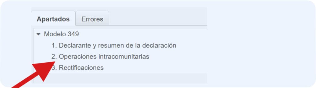 Dirígete al apartado de operaciones intracomunitarias del modelo 349