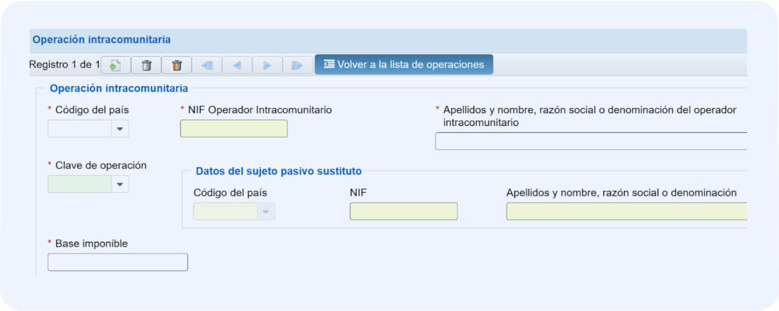 Introduce los datos de tu cliente o proveedor europeo en el modelo 349