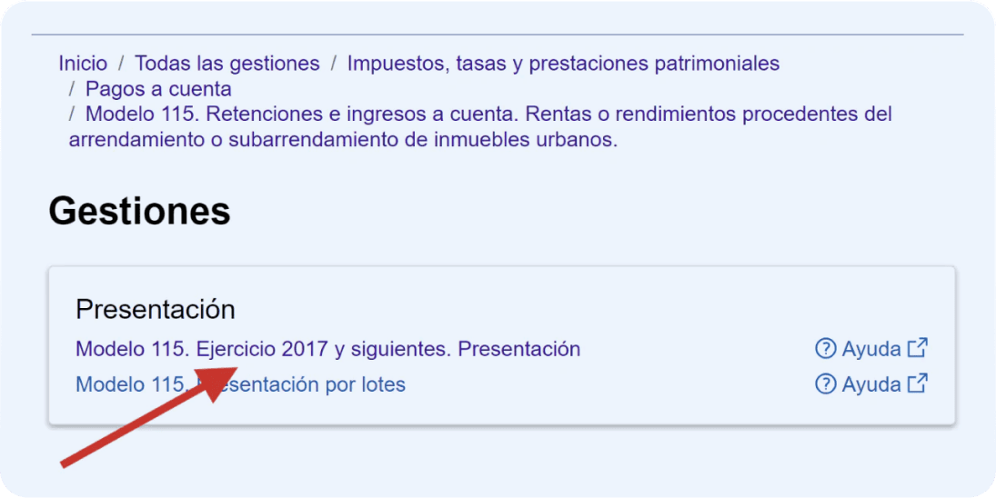 Presentación del modelo 115 a través de internet.