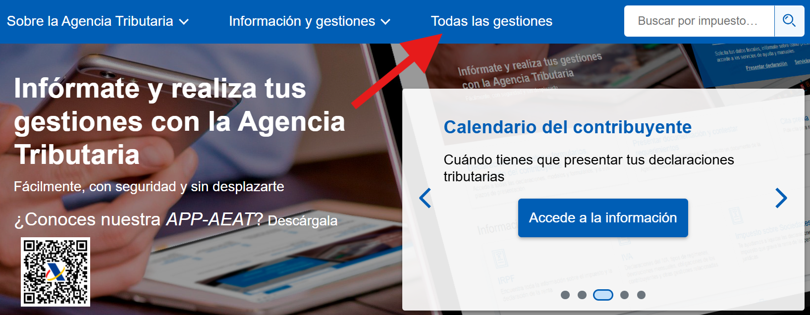 Clica en Todas las gestiones, de la web de la AEAT.