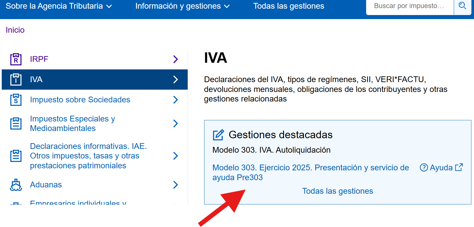 Clica sobre presentar el modelo 303