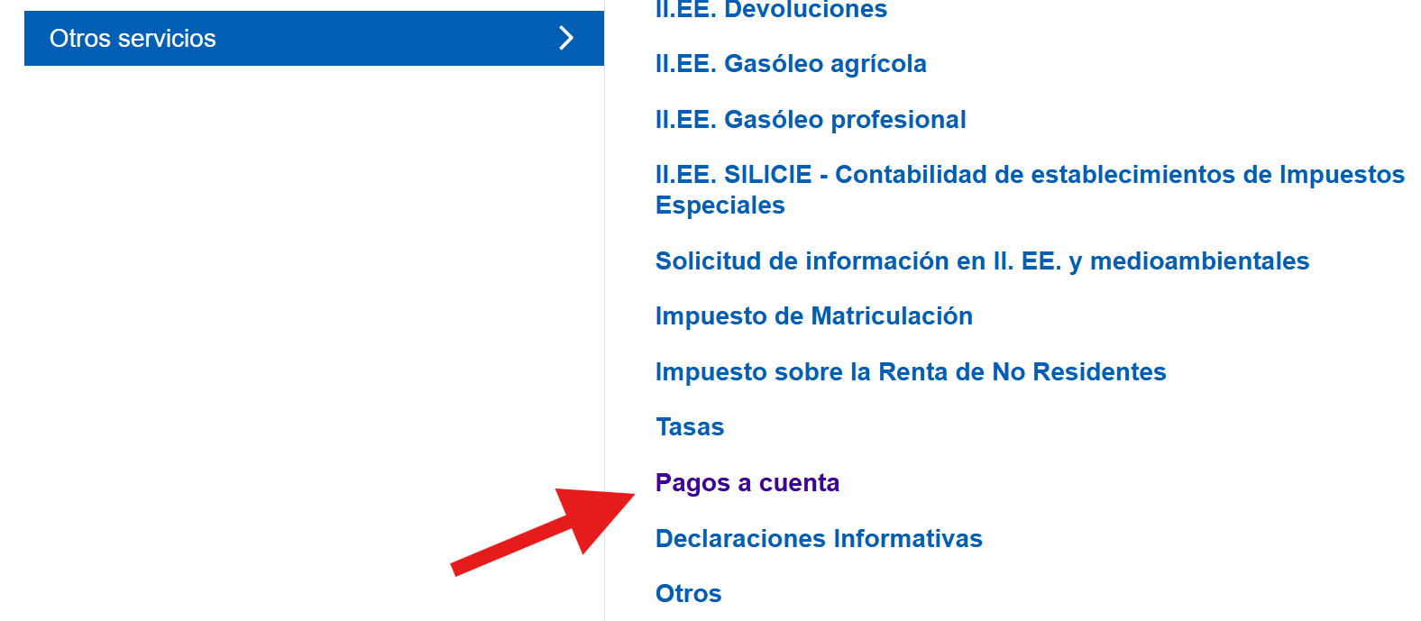Clica en Pagos a cuenta y luego elige la opción de modelo 111.