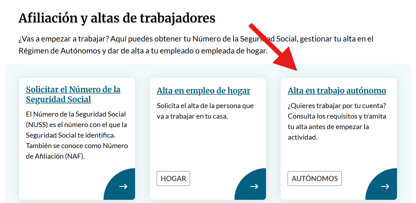 Clica en Alta en trabajo autónomo de Importass.