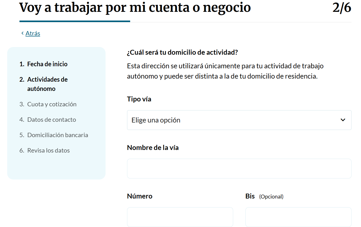 Indica el domicilio de tu actividad al darte de alta en el RETA.