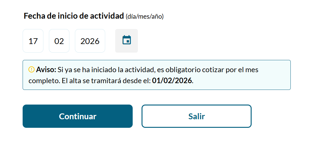 Si te das de alta después de empezar, debes cotizar por el mes entero.